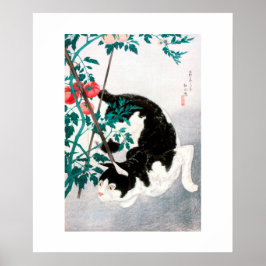 POSTER : JAPANESE WOODBLOCK : Cat with Tomato ポスター