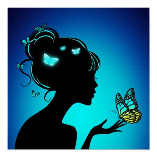 Poster La femme papillons bleues ポスター (正面)