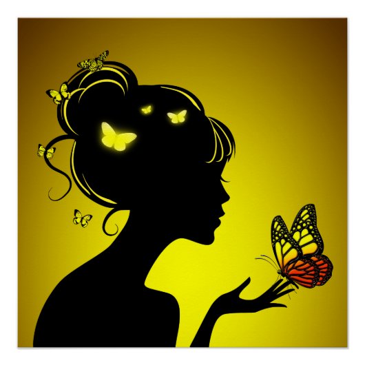 Poster La femme papillons jaunes ポスター (正面)