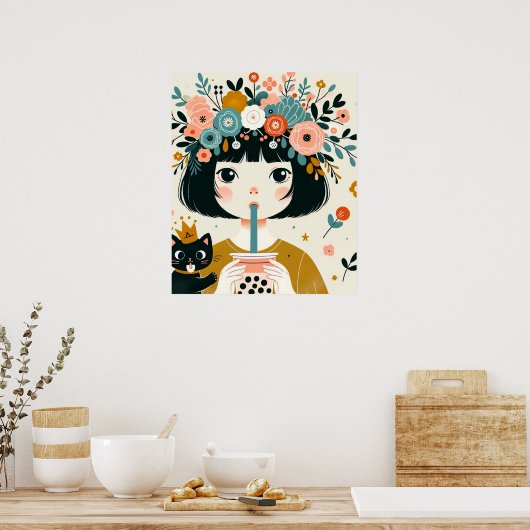 Poster “La petite fille au bubble tea“ ポスター (キッチン)