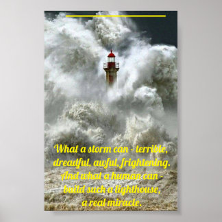 Poster Light house in Storm ポスター