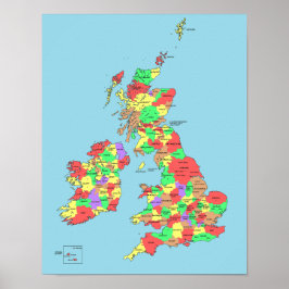 Poster - Map of Counties in Great Britain ポスター