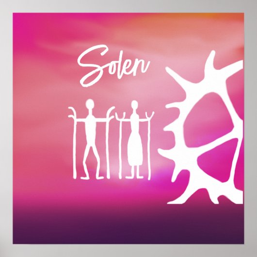 Poster med samiska mönster i rosa ポスター (正面)