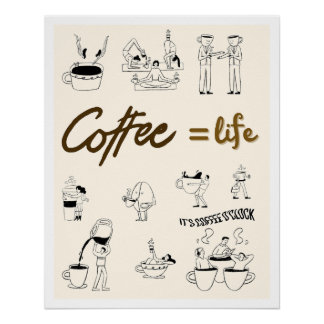 Poster Minimalist Coffee Illustration Aesthetic ポスター