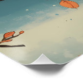 Poster - Moonlit Bird on Blossom Branch ポスター (コーナー)