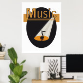 Poster - Muzieknoot in spotlight design Music ポスター (ホームオフィス)