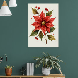 Poster Natal Flor Vermelha ポスター