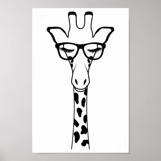 Poster- Nursery Kids Bedroom Giraffe Glasses ポスター (正面)