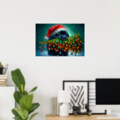 Poster of Newfie Carrying a Christmas Tree ポスター (ホームオフィス)