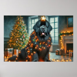 Poster of Newfie Decorated for Christmas ポスター