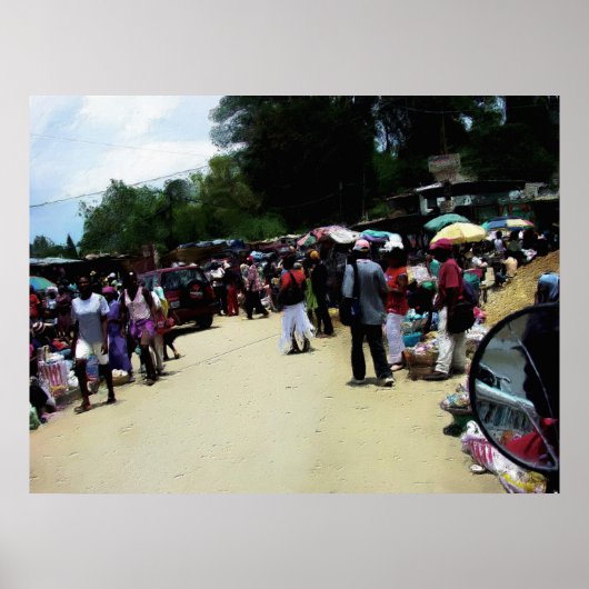 Poster Painting - Port Au Prince Haiti Marketplace ポスター (正面)