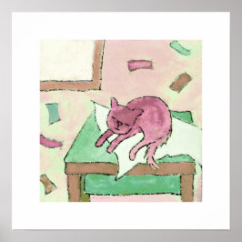 poster poes op tafel ポスター