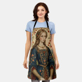 Poster Portrait Dame au jardin moyen-âge renaissan エプロン (着用した状態)