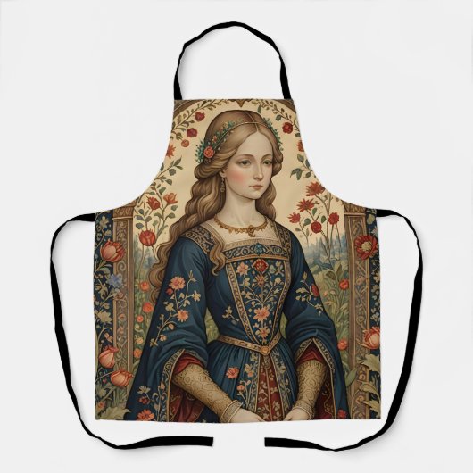 Poster Portrait Dame au jardin moyen-âge renaissan エプロン (正面)