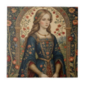 Poster Portrait Dame au jardin moyen-âge renaissan タイル (正面)