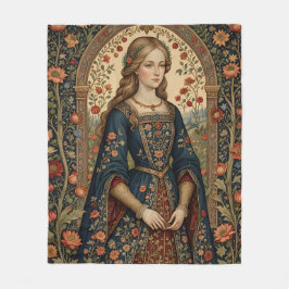 Poster Portrait Dame au jardin moyen-âge renaissan フリースブランケット