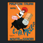Poster Print by Leonetto Cappiello ポスター<br><div class="desc">This image,  "Magazzini Italiani, " is from a vintage poster created by Leonetto Cappiello in 1904 for the department store "Mele" in Naples,  Italy.  It features a woman so thrilled with her many purchases that she appears to be dancing!</div>