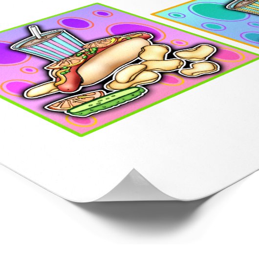 Poster, Print - Pop Art Hot Dog with Chips and a D ポスター (角)