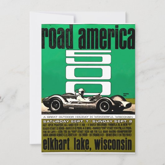 Poster ,Race America 500, Elkhart Lake 招待状 (正面)