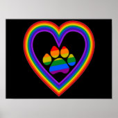 Poster Rainbow Heart With Paw ポスター (正面)