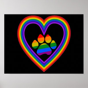 Poster Rainbow Heart With Paw ポスター