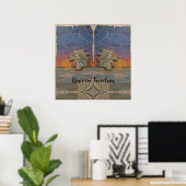 Poster – Roaring Sunset Lion ポスター (ホームオフィス)