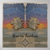 Poster – Roaring Sunset Lion ポスター (正面)