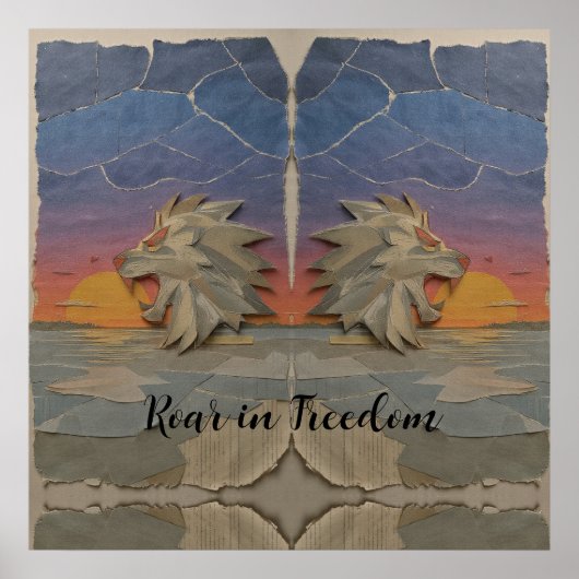 Poster – Roaring Sunset Lion ポスター (正面)