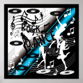 Poster Rock 'N' Roll Dance Music Blue ポスター (正面)