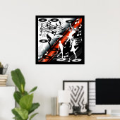 Poster Rock 'N' Roll Dance Music Red ポスター (ホームオフィス)