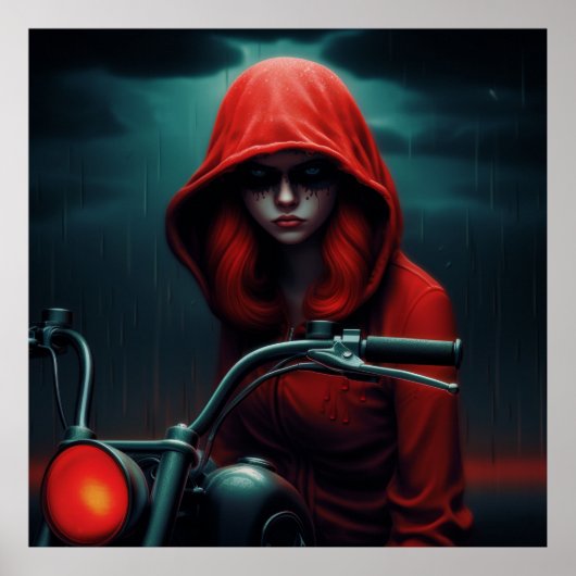 Poster Rockeuse au Chapeau Rouge en Flammes ポスター (正面)