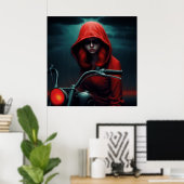 Poster Rockeuse au Chapeau Rouge en Flammes ポスター (ホームオフィス)