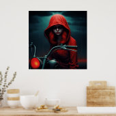 Poster Rockeuse au Chapeau Rouge en Flammes ポスター (キッチン)