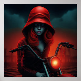 Poster rockeuse aux chapeau rouge ポスター