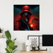 Poster rockeuse aux chapeau rouge ポスター (ホームオフィス)