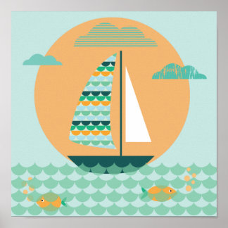 Poster, Segelboot, Kinderzimmer, Bild, Druck ポスター