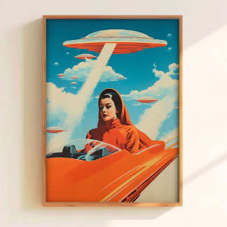 Poster Space Cafe SciFi Poster Flying Car Print Wa ポスター