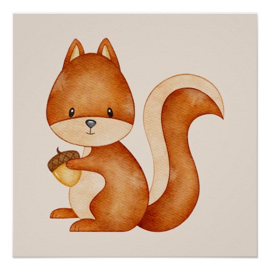 Poster Squirrel - decoração quarto infantil bebê ポスター (正面)