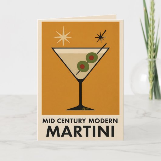 Poster Style Mid Century Modern Martini カード (正面)