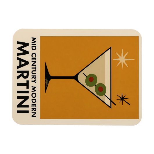 Poster Style Mid Century Modern Martini マグネット (横)