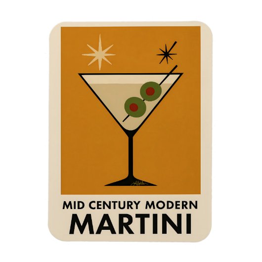 Poster Style Mid Century Modern Martini マグネット (縦)