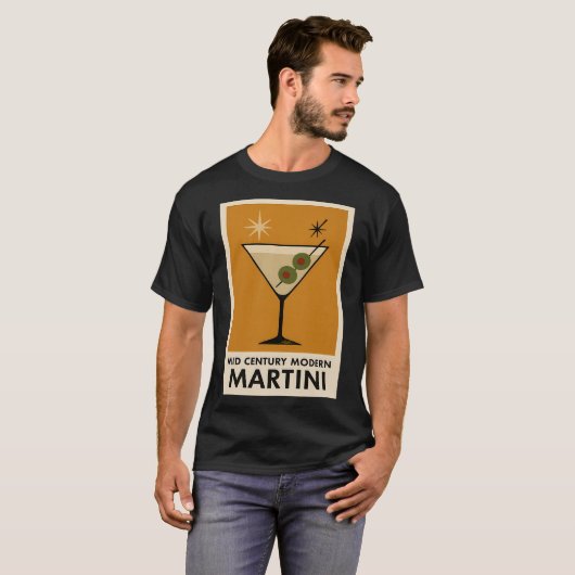 Poster Style Mid Century Modern Martini Tシャツ (正面フル)