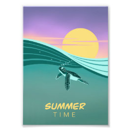 Poster tortue océan Summer Time フォトプリント