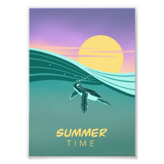 Poster tortue océan Summer Time フォトプリント