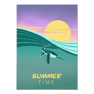 Poster tortue océan Summer Time フォトプリント