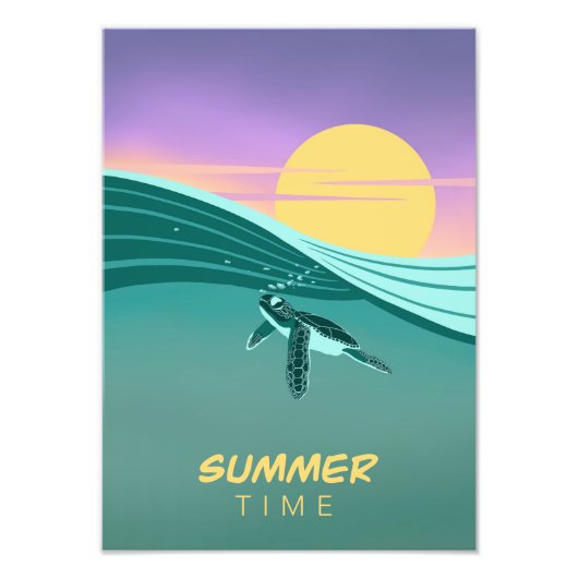 Poster tortue océan Summer Time フォトプリント (正面)