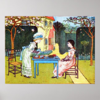 Poster: Two Victorian Girls Having Tea ポスター