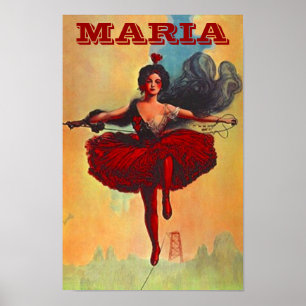 POSTER VINTAGE CIRCUS PRIMA DONNA HIGHWIRE ARTIST ポスター