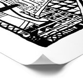 Póster Vintage Dibujos Blanco y Negro ポスター (角)