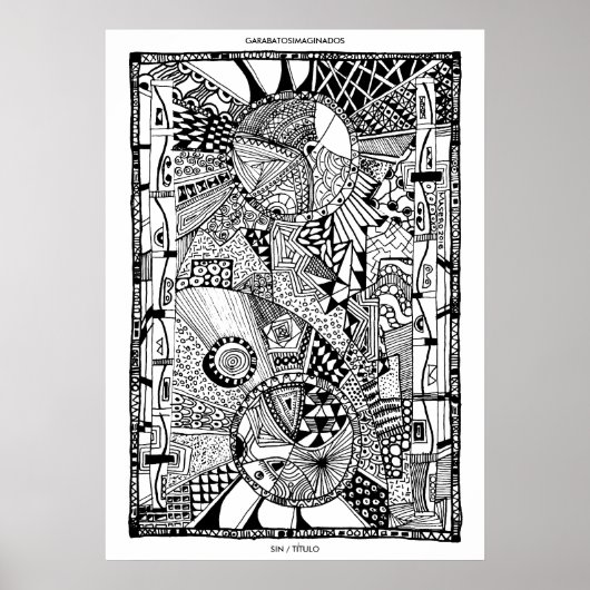 Póster Vintage Dibujos Blanco y Negro ポスター (正面)